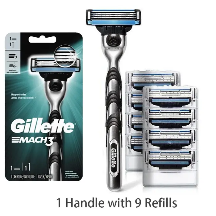 Gillette MACH 3 rasoir pour hommes 3 couches lames rasage rapide et lisse visage barbe avec bande de lubrification