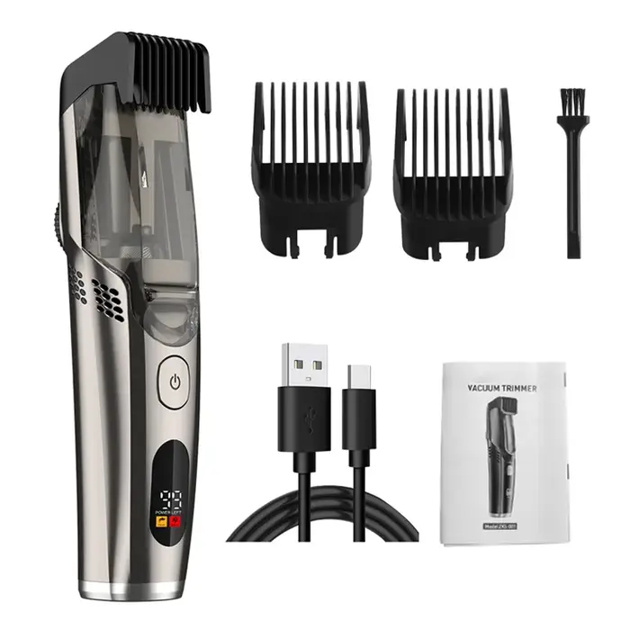 Tondeuse à barbe sous vide pour hommes, longueur réglable avec 2 peignes (1-20 mm), tondeuse sous vi