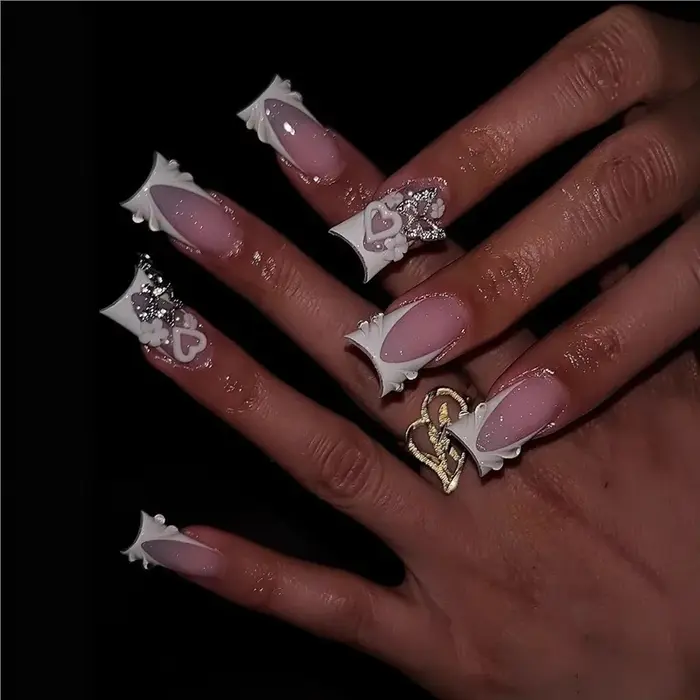 JoDecor-Faux ongles à imprimé zèbre rose