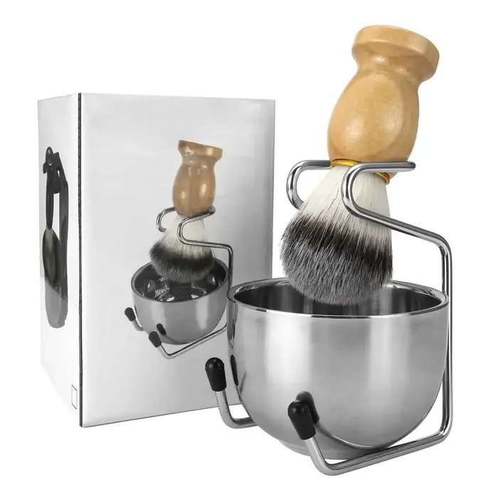 Ensemble de pinceaux de rasage et de bols pour hommes, Kit de pinceaux de rasage 3 en 1, manche en b