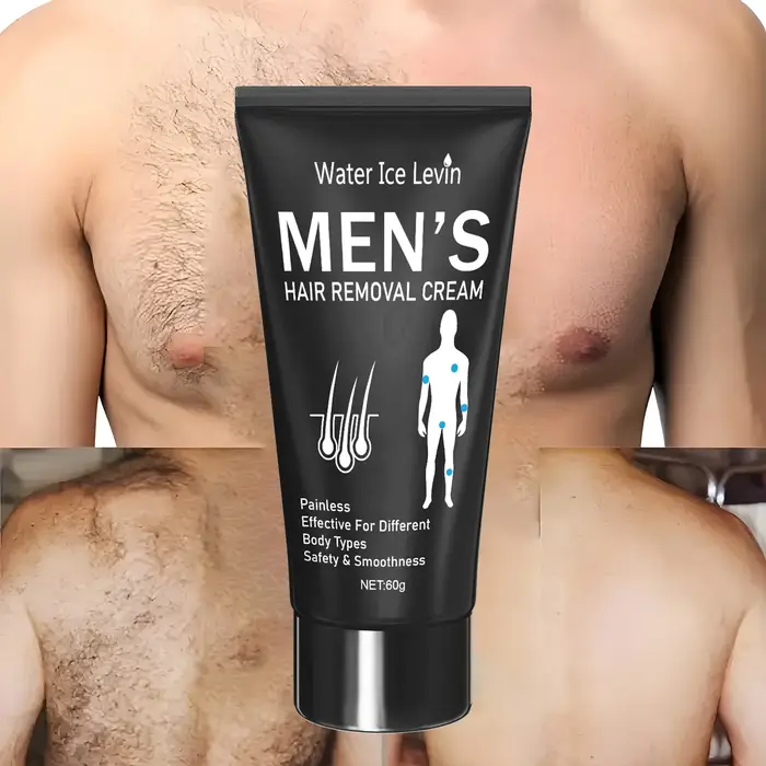 Crème dépilatoire unisexe 60g, sans douleur, rapide et efficace pour une peau lisse et fraîche, restauration de la confiance, profitez d'une peau soyeuse