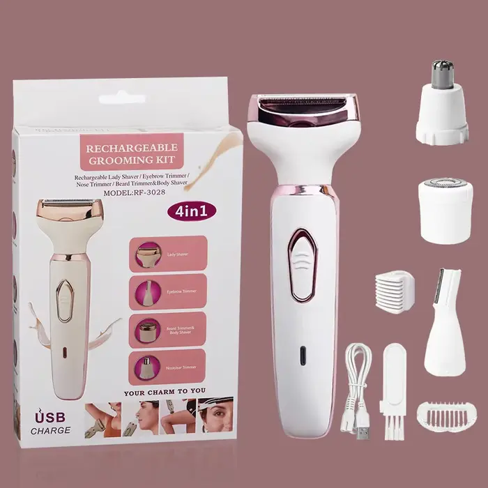 Épilateur électrique 4 en 1 pour femmes, rasoir indolore pour sourcils, lèvre supérieure, aisselles,
