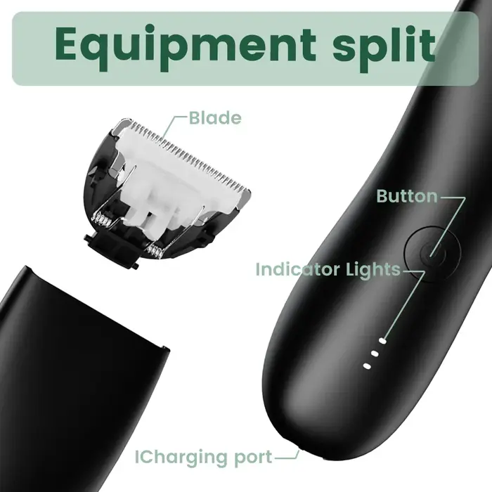 Rasoir électrique pour aine et corps pour hommes – Kit tondeuse double tête étanche avec lumière LED et lames en aluminium