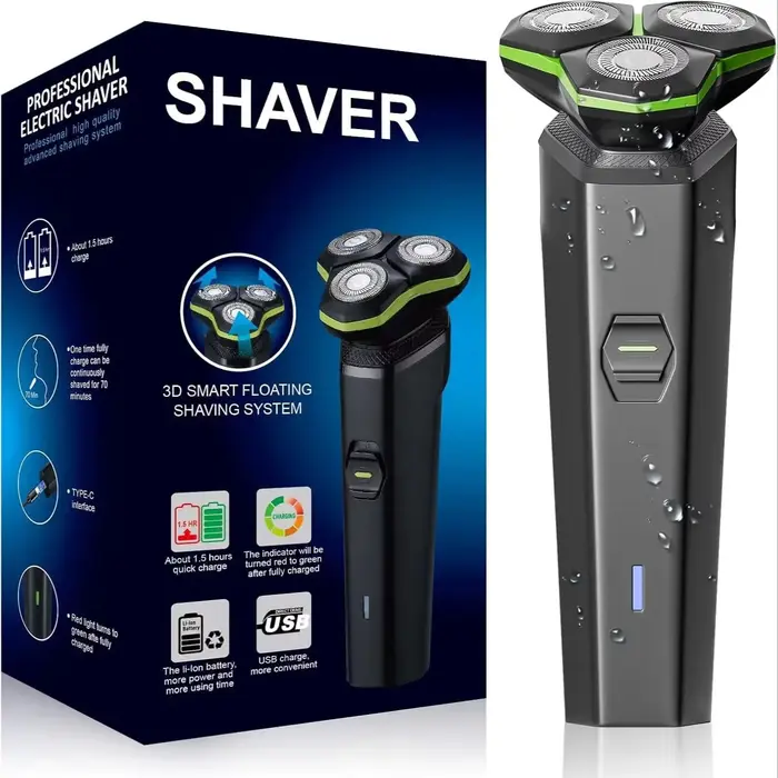 Rasoir électrique pour hommes, rasoirs électriques avec tête flottante 3D magnétique détachable, cha