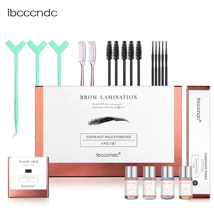 Kit de stratification des sourcils professionnel, avec Film alimentaire, Lotion permanente à la kéra