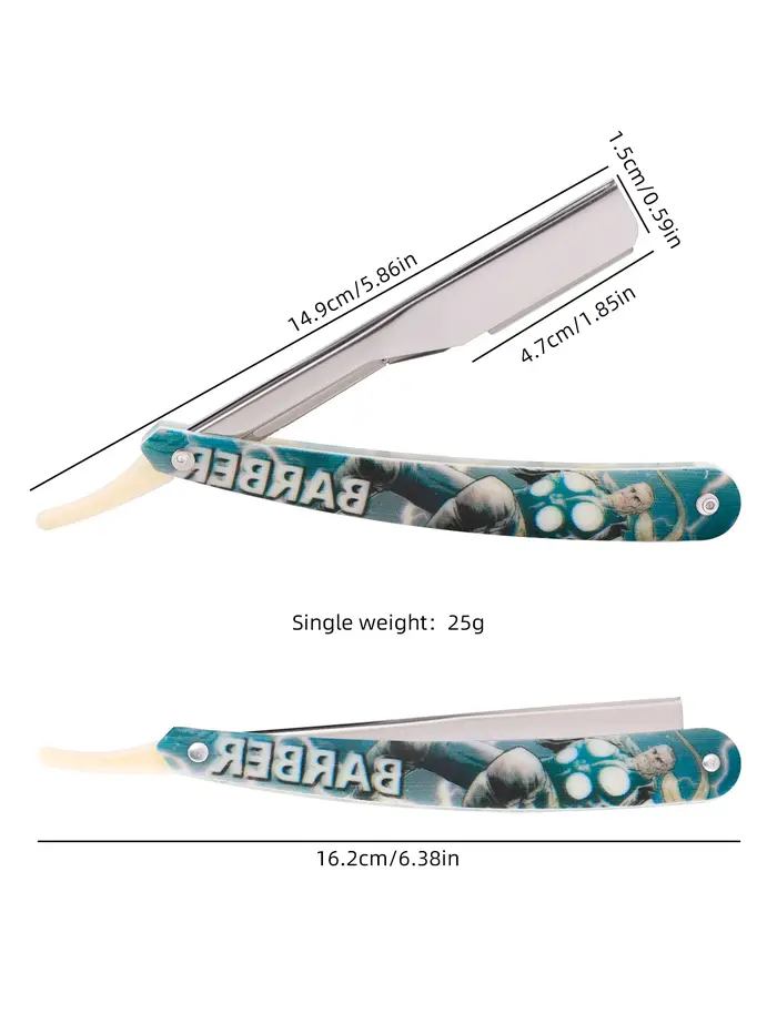 Rasoir de barbier à bord droit en acier inoxydable