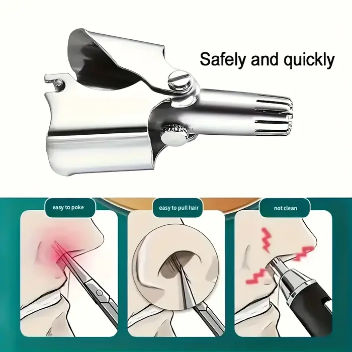 Tondeuse à poils de nez pour hommes et femmes, rasoir manuel mécanique en acier inoxydable, outils d'épilation lavables avec brosse