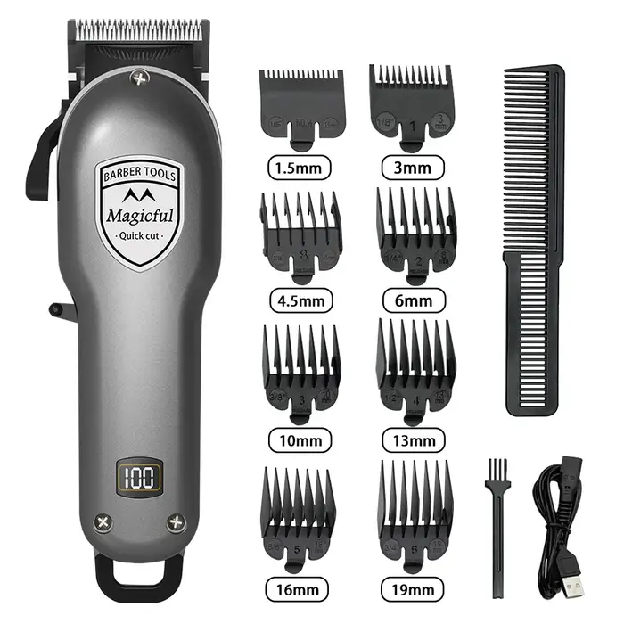 Magicful mode finition professionnelle tondeuse à cheveux pour hommes Rechargeable Li-ion batterie rasage réglable