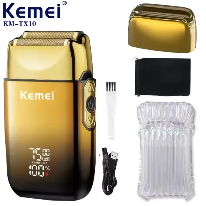 Kemei TX10 rasoir électrique cheveux Rechargeable visage et barbe feuille
