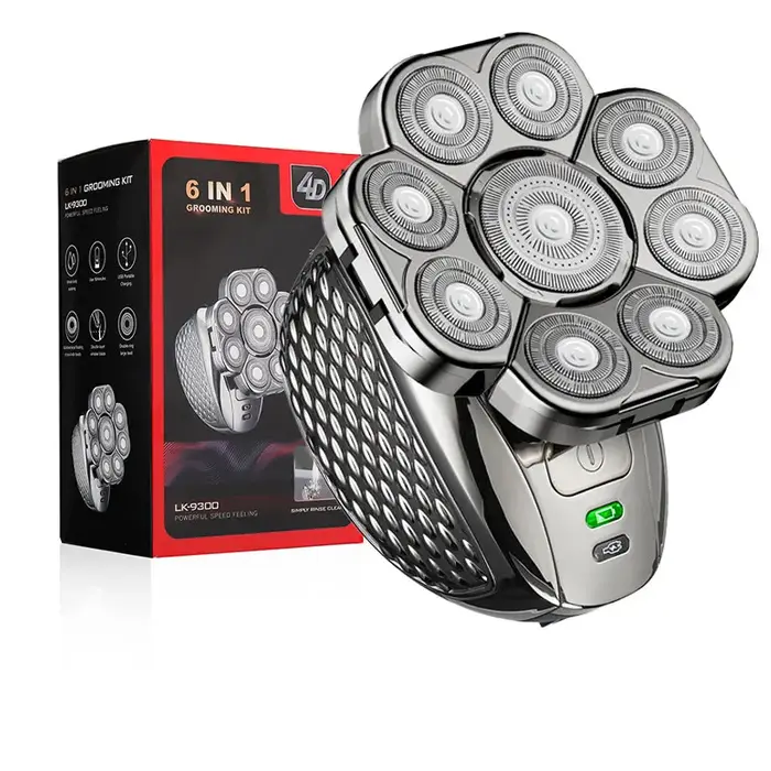 Rasoirs à tête 4D pour hommes chauve, 9 têtes flottantes améliorées 6 en 1, rechargeables, étanches,