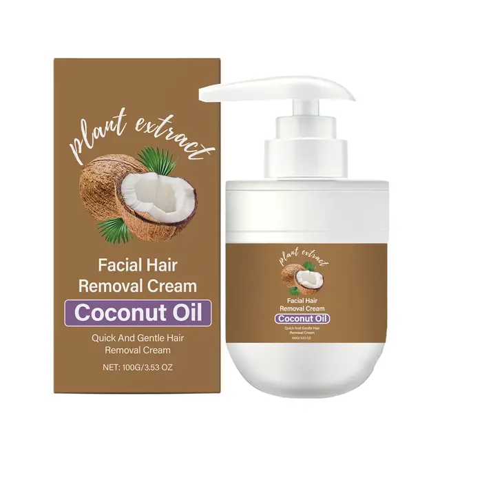 Crème dépilatoire douce à l'huile de coco pour le visage