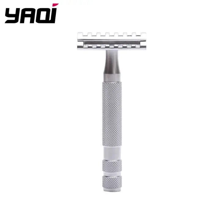 Rasoir de sécurité YAQI KNIGHT-HELMET avec tête de rasoir en acier inoxydable et manche en acier ino