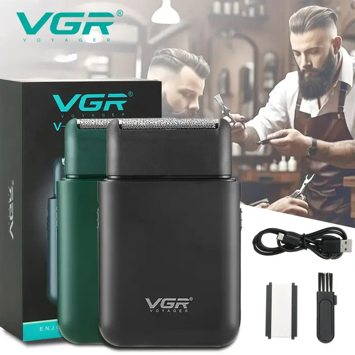 VGR V-390 mini tondeuse à barbe sans fil à lame unique rasoir rechargeable feuille électrique visage corps