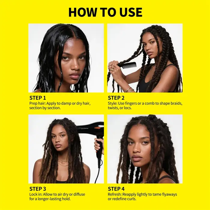 Gel coiffant pour tresses, cire coiffante longue durée pour des tresses définies, crème de contrôle des frisottis pour les bords, maintien tout au long de la journée