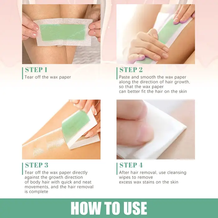 Bandes de cire dépilatoire professionnelles pour l'été, papier de cire froide double face pour les jambes et le corps, dépilation rapide et douce