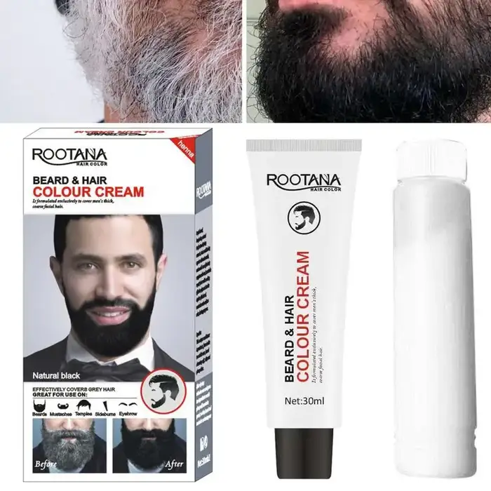 2 pièces/ensemble hommes efficace barbe noir colorant teinte crème moustache Semi-permanent