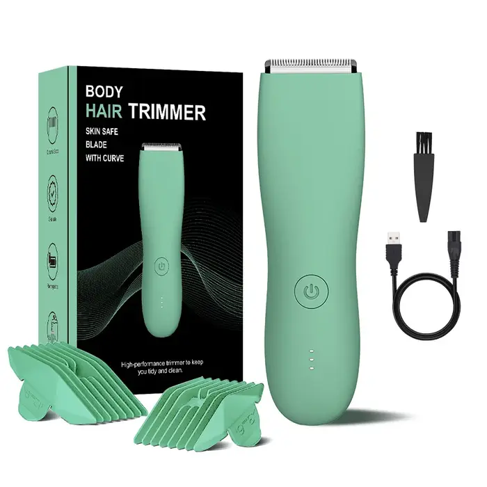Rasoir électrique pour aine et corps pour hommes – Kit tondeuse double tête étanche avec lumière LED et lames en aluminium