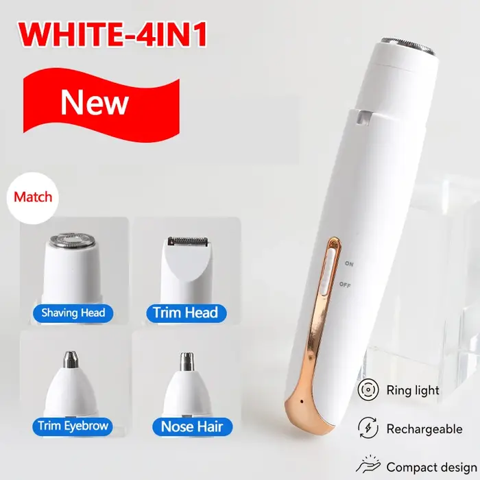 Rasoir électrique 4 en 1 SoftAura pour femmes, rasoir rechargeable portable pour le visage, les bras