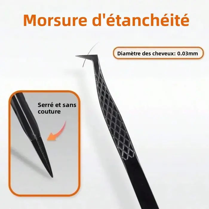 3 pièces ensemble pince à cils professionnelle titane tête incurvée faux