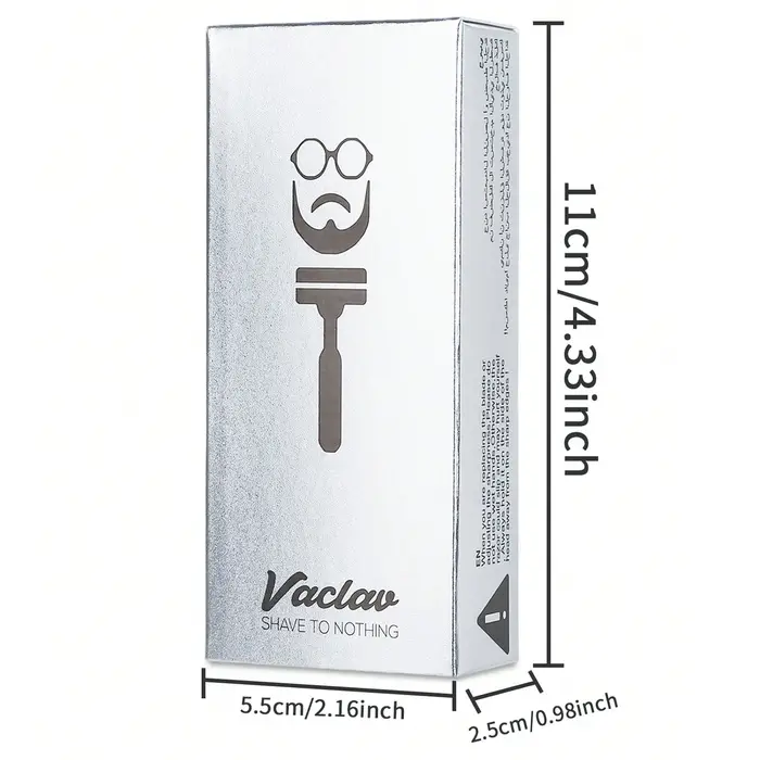 Vaclav Rasoir classique de sécurité réutilisable en acier inoxydable pour hommes Lames remplaçables Rasage du visage
