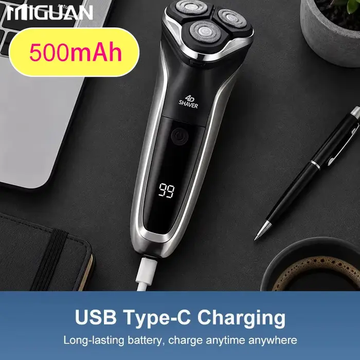 Rasoir électrique pour hommes, mini rasoir électrique, rasoir à 3 lames, rechargeable par USB, compact et portable, cadeau de vacances pour hommes