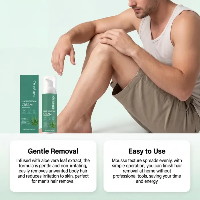 Crème dépilatoire indolore pour hommes, mousse à action rapide, douce, pour les bras, les jambes, la poitrine, les zones intimes, apaise les rougeurs et l'inconfort