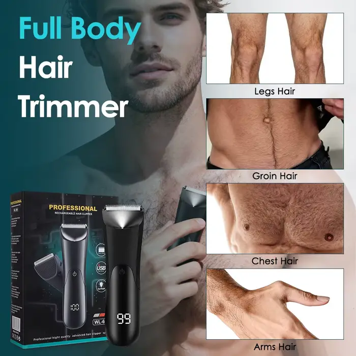 Machine de coupe de cheveux tondeuse à barbe rasoir électrique pour hommes zones intimes