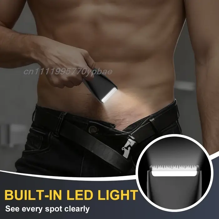  Tondeuse à poils corporels, tondeuse pubienne, rasoir pour les parties intimes, pour hommes et femmes, rasoir électrique, épilateur pour hommes avec lumière LED, USB Type-C 