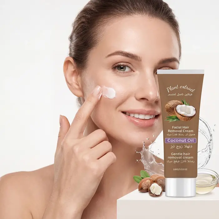Crème dépilatoire permanente à la noix de coco pour le visage et le corps