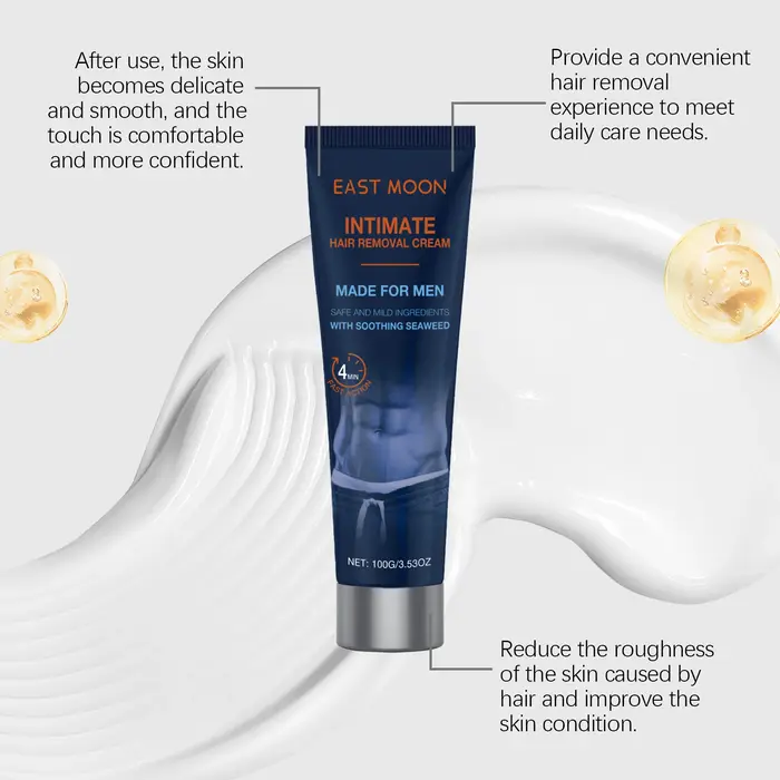 Crème dépilatoire pour hommes, nourrissante, indolore, non irritante, inhibe la pousse des poils corporels et peut être utilisée sur les zones intimes.