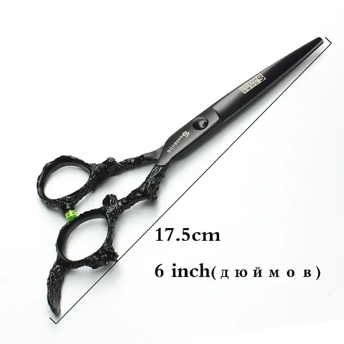 Sharonds-Ciseaux de Coupe Professionnels en Acier 440c, 6/7/8 Argent, Manche Dragon Noir, pour Salon