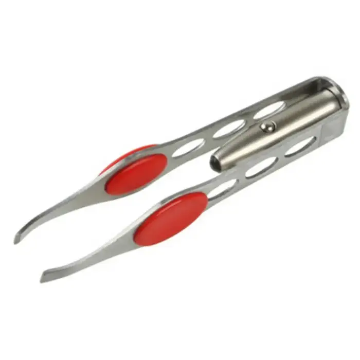 Pince à épiler pour cils et sourcils en acier inoxydable, pince d'épilation avec lumière LED, outil 