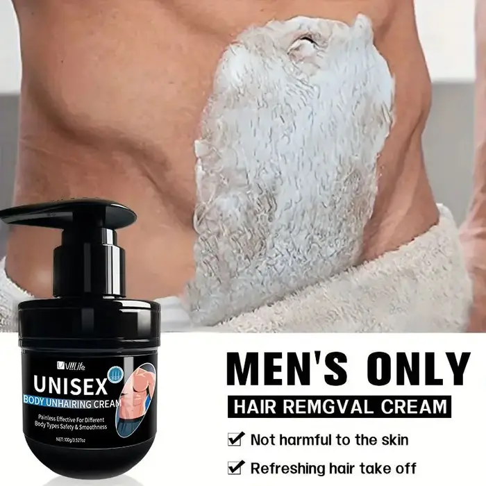 Vliife crème d'épilation pour hommes nourrissante indolore Non irritante inhibiteur de croissance lisse Portable Lotion
