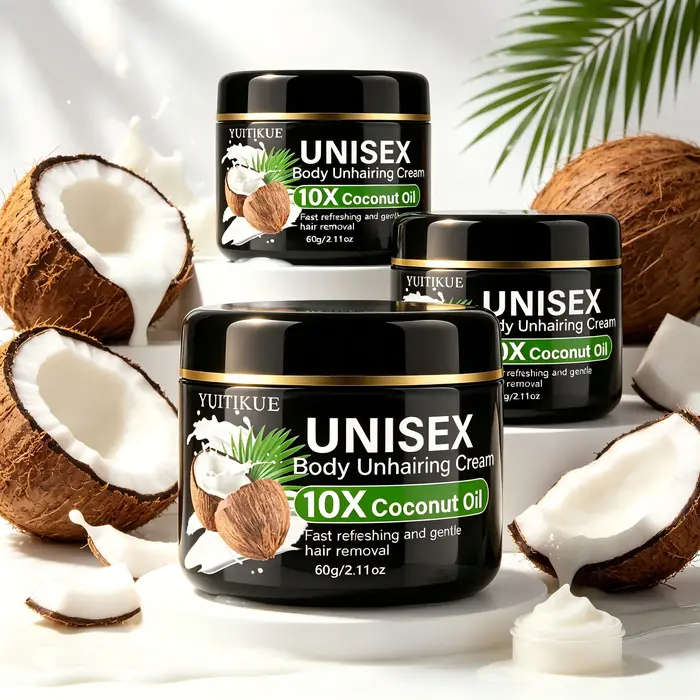 YUITIKUE Crème dépilatoire unisexe à l'huile de coco 10X