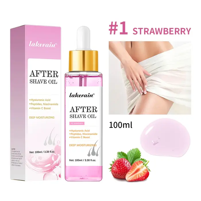 Huile après-rasage à la fraise et à la vanille pour une peau lisse, service doux après-rasage, pepti
