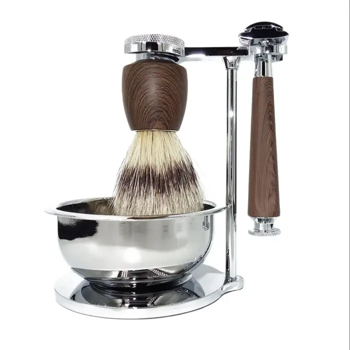 Kit de rasage classique iRAZOR 4 pièces pour homme, rasoir de sécurité à double tranchant, ensemble 