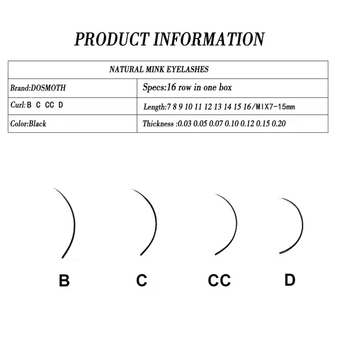 7 plateaux 16 rangées/étui extensions de cils de vison individuelles supples Extension de faux cils 