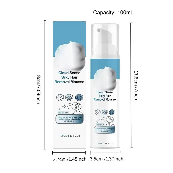 Mousse dépilatoire 100ml effet nuage apaisant pour femme – Épilateur en spray pour le visage, le mai