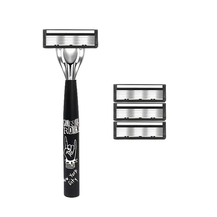 Kit de rasage premium pour homme avec rasoir à 6 lames, manche ergonomique antidérapant et bande lub
