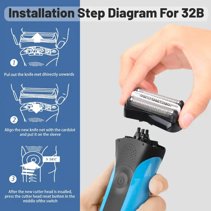 Tête de rechange 32B/32S série 3 pour rasoir électrique Braun ProSkin