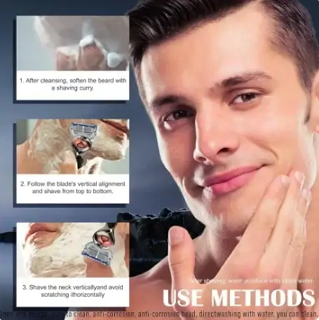 Rasoir manuel pour hommes, tête de rechange à cinq lames, huit lames de rasage confortables, dernière version bleue, sans dommages pour la peau, non rechargeable