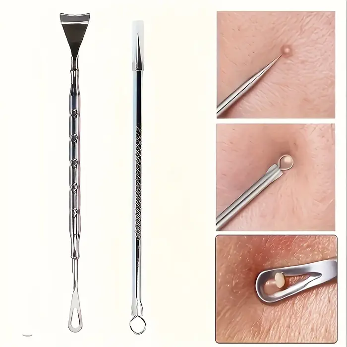 Kit d'extraction de comédons 2 pièces + extracteur de points noirs à double tête