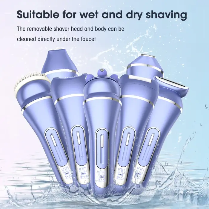 RESUXI 227 Épilateur électrique multifonction 7 en 1 pour femme Rasoir Bikini Jambes Aisselles Tondeuse publique avec base de chargement