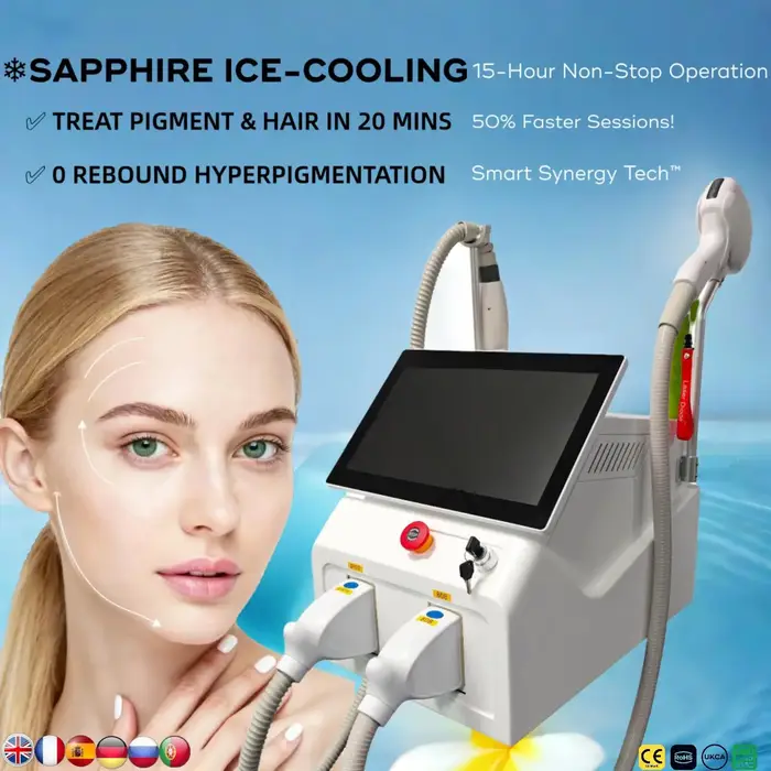 Machine à laser diode Soprano Titanium Ice Platinum 2-en-1 755/808/1064nm 4 longueurs d'onde Épilation indolore Modèle 4000W pour Beau