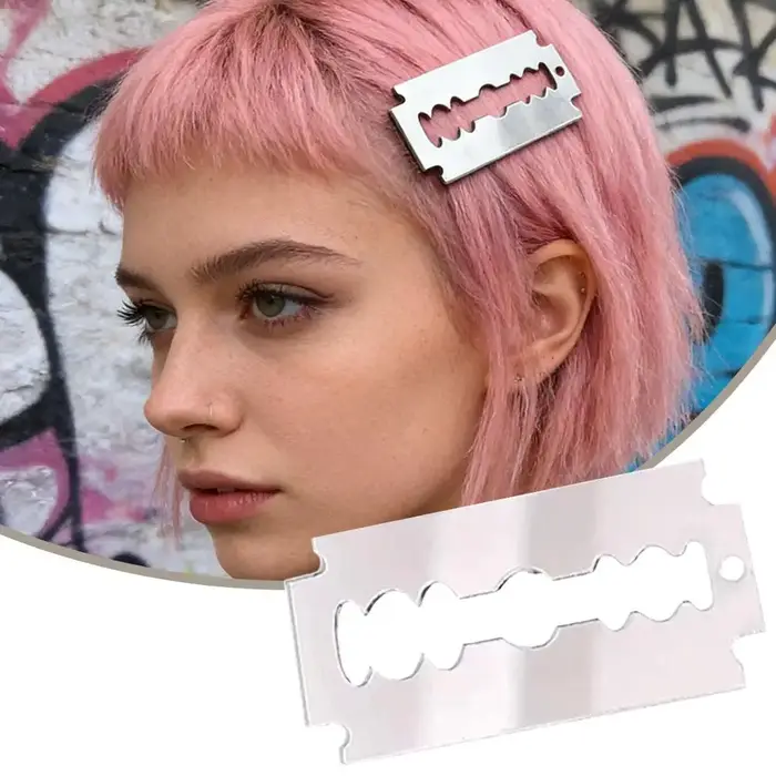 Pinces à cheveux en acrylique haute simulation effet lame de rasoir - Accessoires capillaires Punk Harajuku Y2K