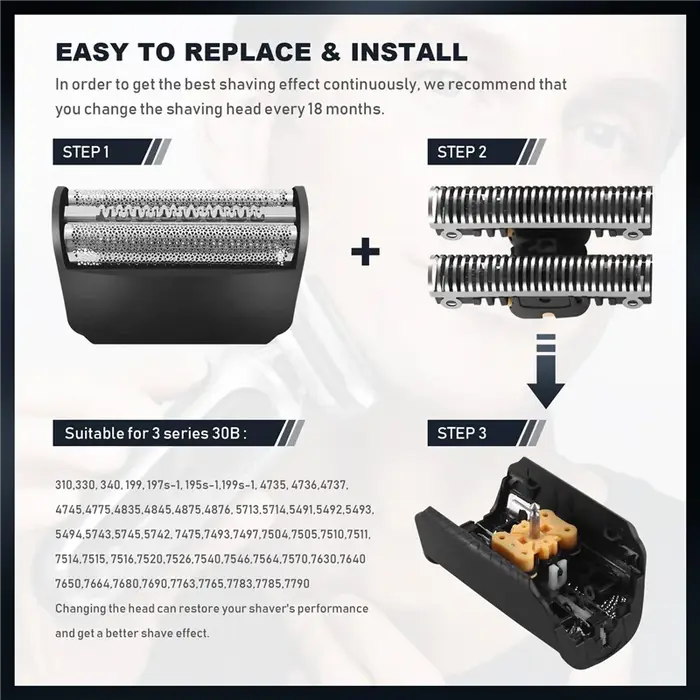 B59B-rasoir 30B écran de remplacement + lame pour Braun série 3 Smartcontrol 5494 4835 197S 195S 4845