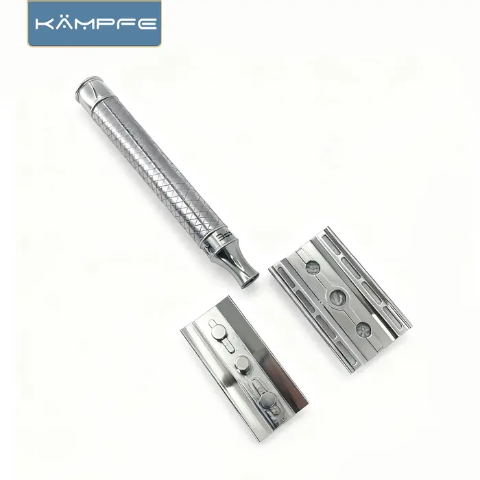 Rasoir de sécurité KAMPFE en acier inoxydable CNC, rasage lisse, outil manuel à double tranchant pou