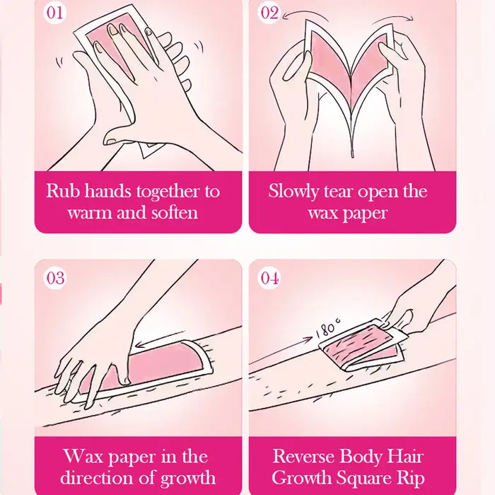 Papier ciré d'épilation Double face Rose pour poils d'aisselles et de jambes