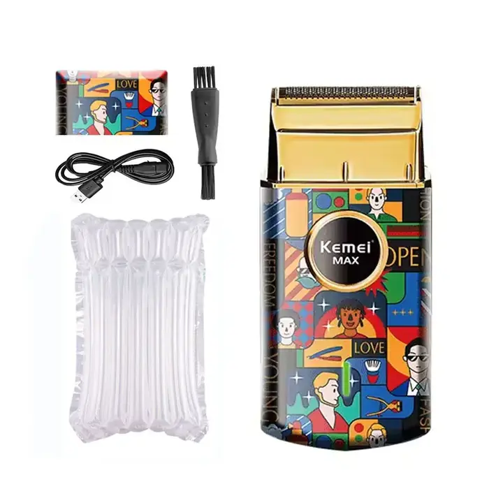 Kemei KM-RS7098 Mini rasoir électrique Portable pour hommes rasoir mode aléatoire Graffiti tondeuse