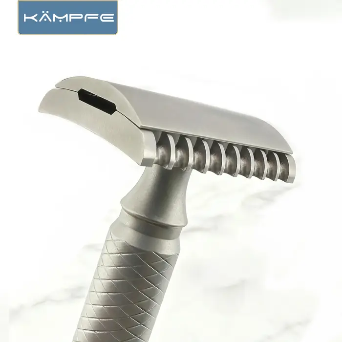 Rasoir de sécurité KAMPFE CNC en alliage de titane à double tranchant avec rasoir à 5 lames à dents